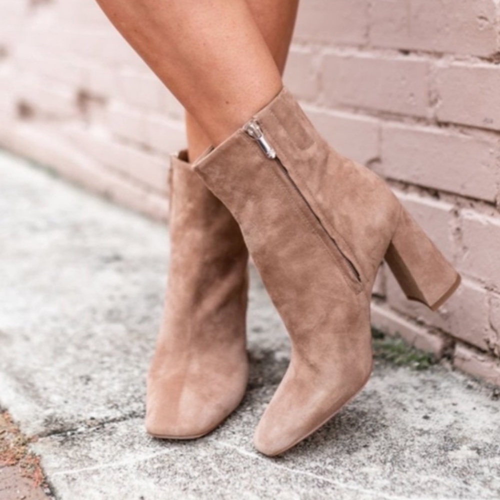 Sam Edleman Codie Bootie Suede High Block Heel Boots Size 9.5 Wide